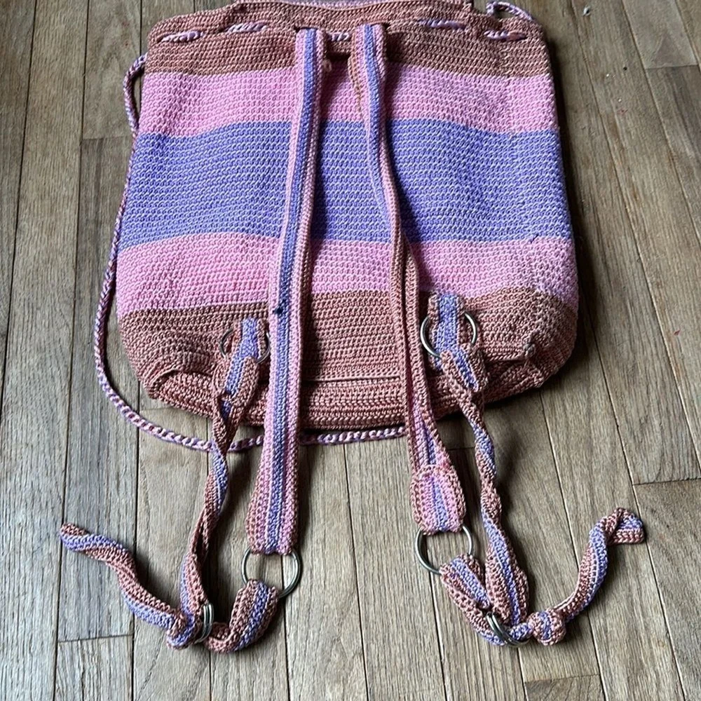 Crochet Pink and‎ Purple backpack
